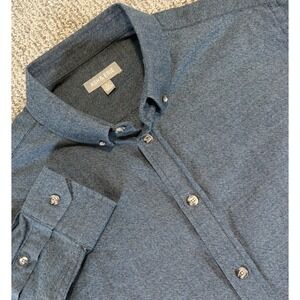 Ash & Erie Shirt Mens Large Blue Stretch Button Down Casual Flannel Feel L/S